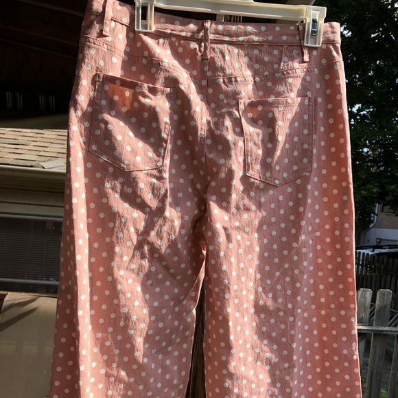 Compania Fantastica (ModCloth) stovepipe pants dusty rose w/ white polka dots - Picture 6 of 6